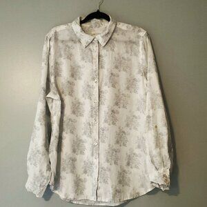Shabby Chic 100% Linen Button Down Cottagecore XL